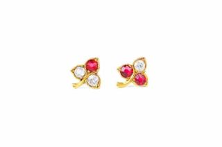 Appraisal: A Pair of Antique Ruby and Diamond Studs A Pair