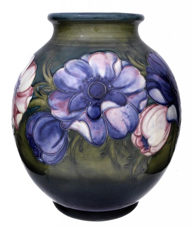 Appraisal: A MOORCROFT ANEMONE VASE DESIGNED BY WILLIAM MOORCROFT cm h