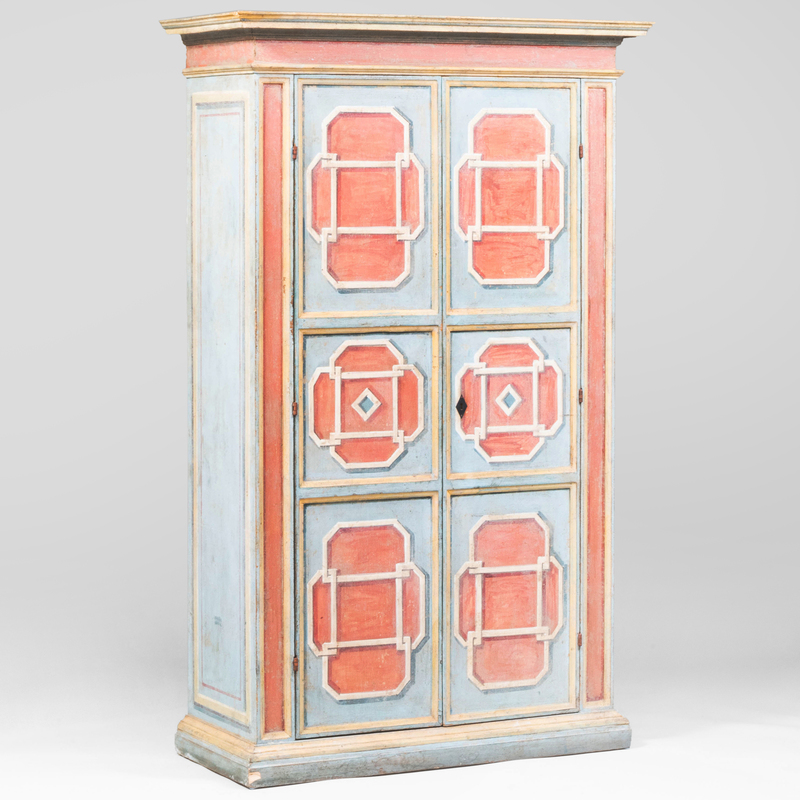 Appraisal: SCANDINAVIAN INSPIRED PAINTED ARMOIRE ft in x x in Condition