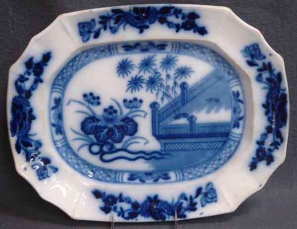 Appraisal: Staffordshire dark blue transfer platter Oriental pattern impressed M x