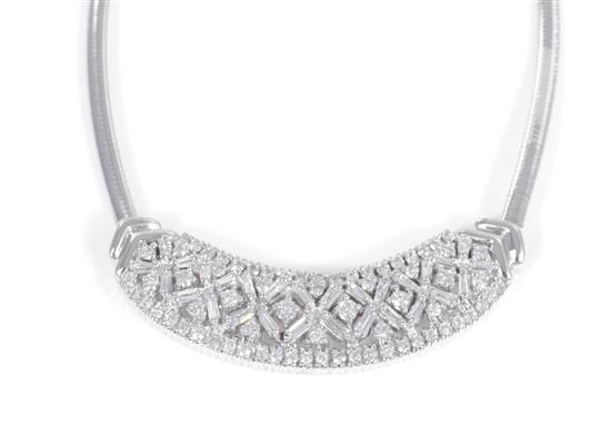 Appraisal: Diamond and gold collar necklace ornate diamond-set openwork center pendant