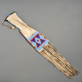 Appraisal: Blackfoot Beaded Hide Pipe Bag c early th century beaded