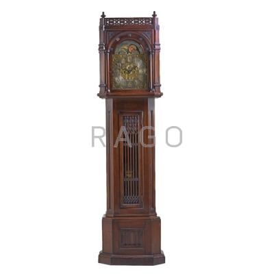 Appraisal: TIFFANY CO GRANDFATHER CLOCK Mahogany Gothic design case weight driven