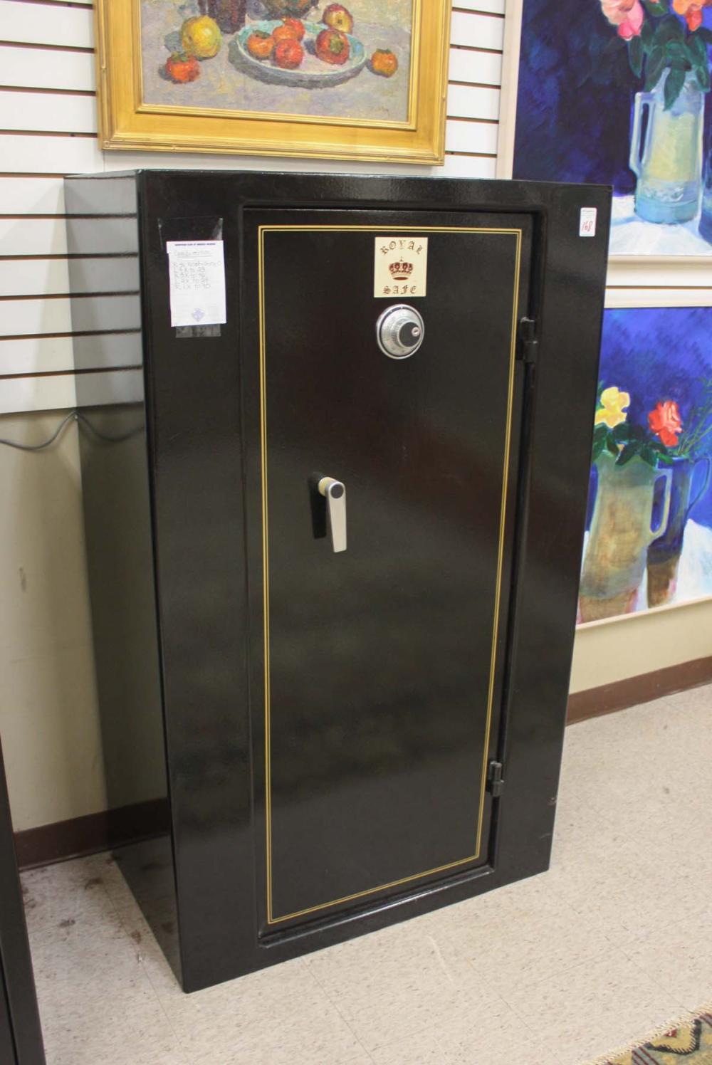 Appraisal: LARGE COMBINATION LOCK GUN SAFE Royal Safe label accommodating up