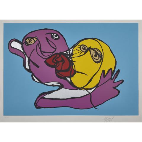 Appraisal: Karel Appel - SKY BLUE KISS LE BAISER Dutch Colour