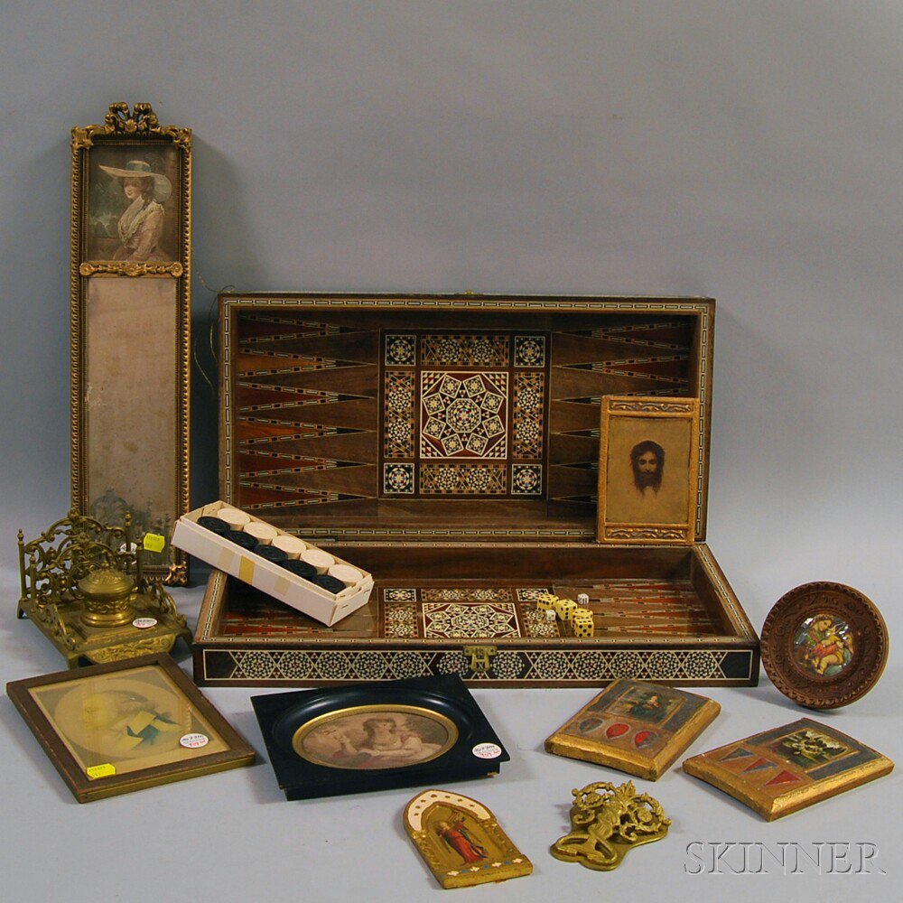 Appraisal: Group of Decorative Accessories including an Anglo-Indian inlaid game board