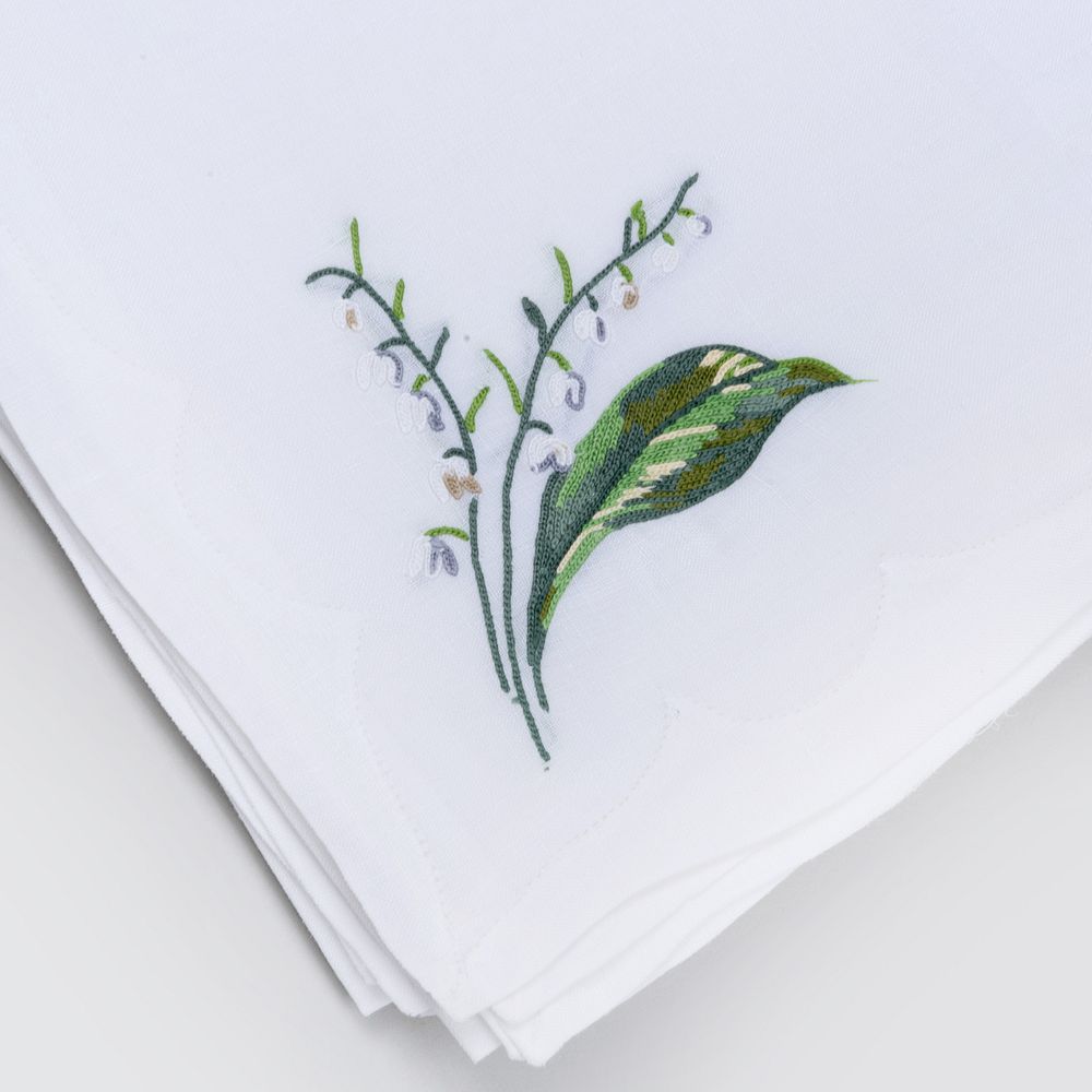 Appraisal: Set of Table Linens Embroidered with Lily of the Valley