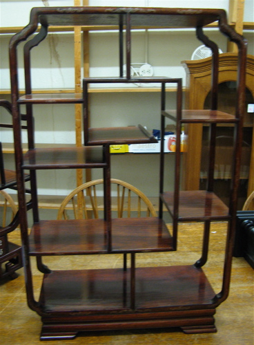 Appraisal: TWO SMALL CHINESE ROSEWOOD DISPLAY STAND both with multiple levels