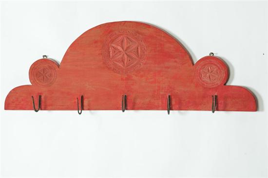 Appraisal: GAME OR UTENSIL RACK American mid th century pine Shaped