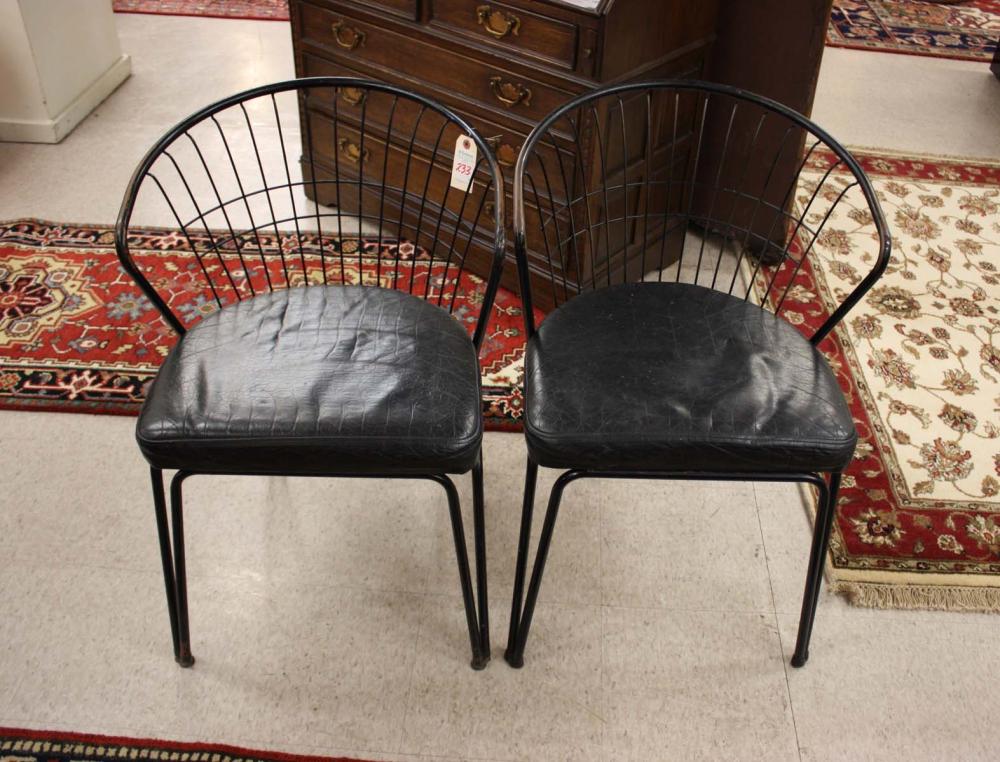 Appraisal: A SET OF FOUR MID-CENTURY MODERN BLACK METAL CLUB CHAIRS