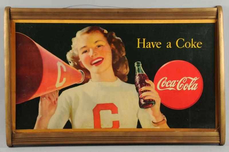 Appraisal: Small Coca-Cola Poster Gold Frame Edge bends with minor delamination