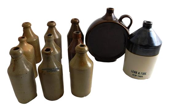 Appraisal: th th C American stoneware flasks jugs and bottles eleven