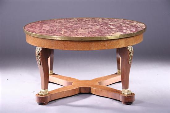 Appraisal: CIRCULAR MARBLE TOP LOW TABLE