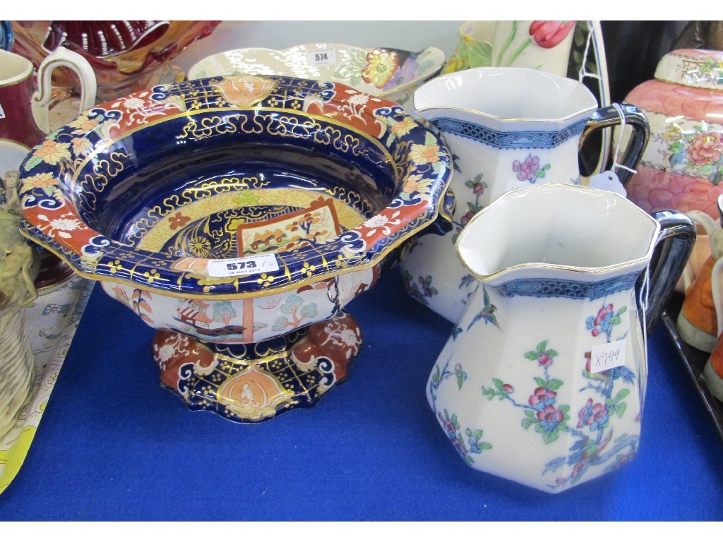 Appraisal: Masons ironstone bowl on stand and two Losol ware jugs