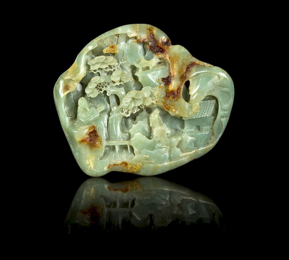 Appraisal: A Chinese Celadon Jade Boulder Height in cm A Chinese