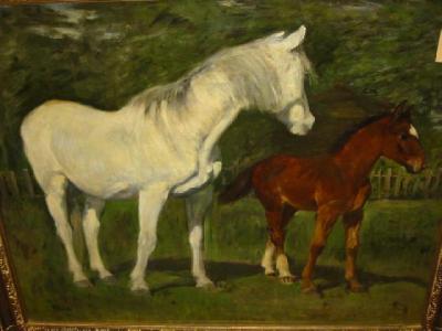 Appraisal: RICHARD QUICK Mare and Foal signed x gilt frame