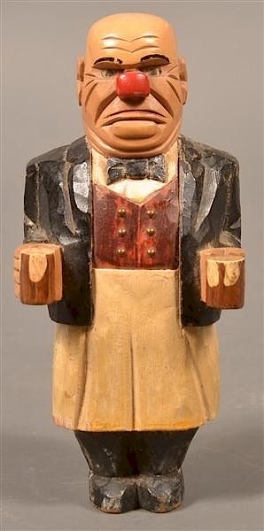 Appraisal: Vintage Jailhouse Carver Bartender Figure Vintage Jailhouse Carver Folk Art