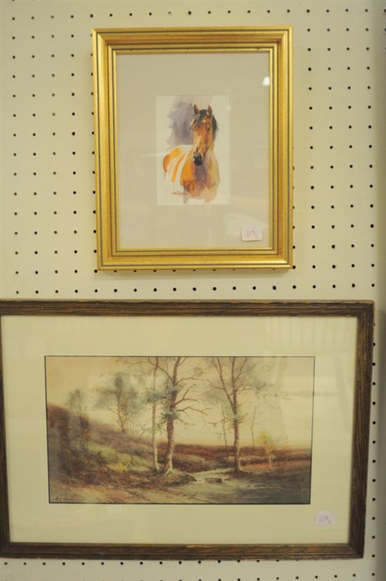 Appraisal: Two watercolors on paper G E Colby birch trees near