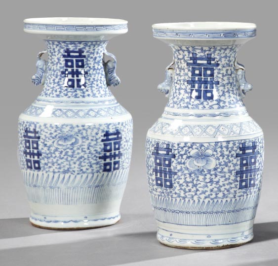 Appraisal: Pair of Tao Kuang Blue and White Porcelain Vases second