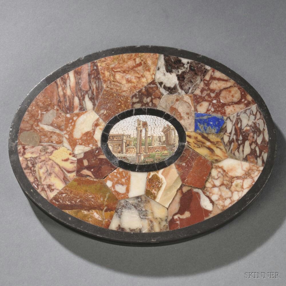 Appraisal: Grand Tour Micromosaic and Specimen-inlaid Paperweight Italy second half th