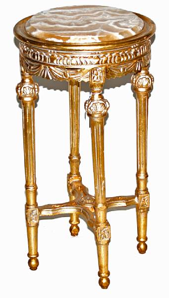 Appraisal: A Louis XVI style giltwood marble top gueridon th century