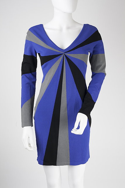 Appraisal: An Alexander McQueen sheath dress with radiating black blue and