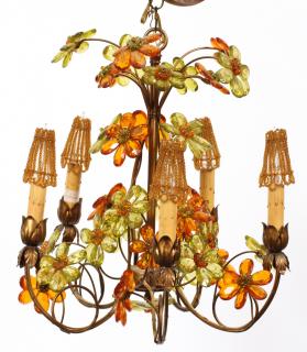 Appraisal: FIVE LIGHT FLORAL FORM CHANDELIER MID TH CENTURY FIVE LIGHT