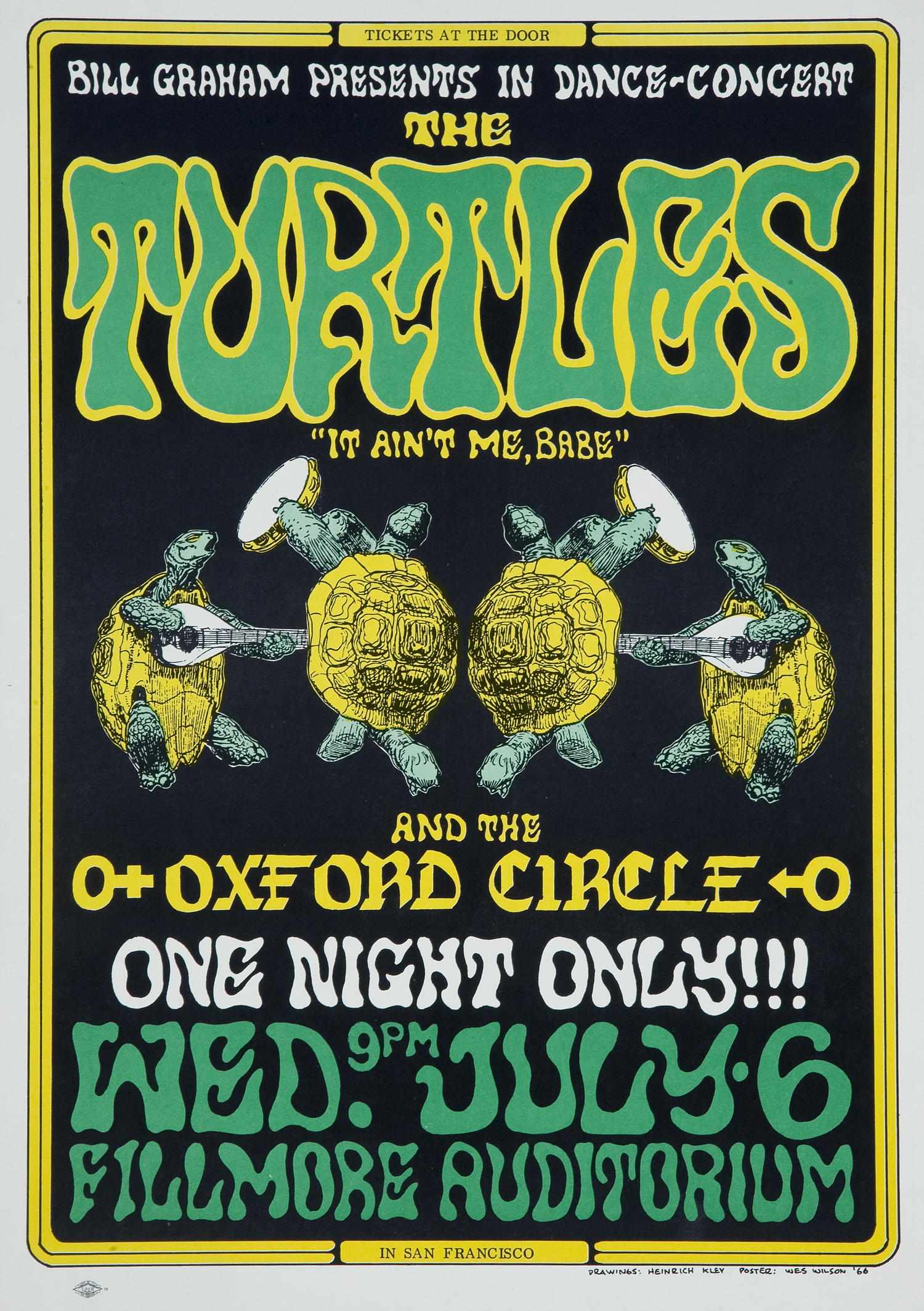 Appraisal: The Turtles Oxford Circle Sons of Champlin Fillmore concert poster