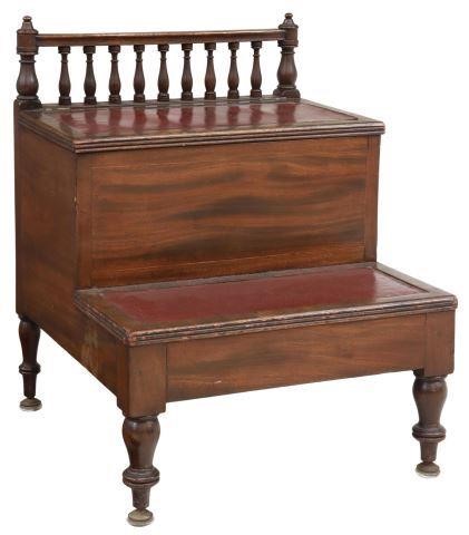 Appraisal: English Sheraton style mahogany bed steps th c two-step form