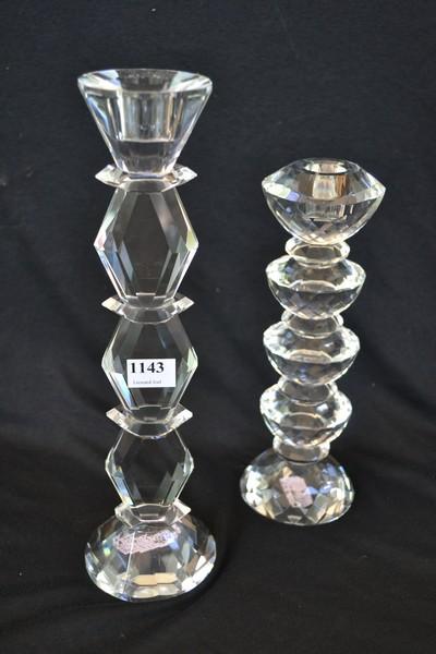 Appraisal: TWO CRYSTAL CANDLEHOLDERS