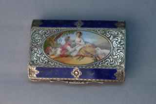 Appraisal: European Guilloche Enameled Silver Box Guilloche Enameled Silver Box With