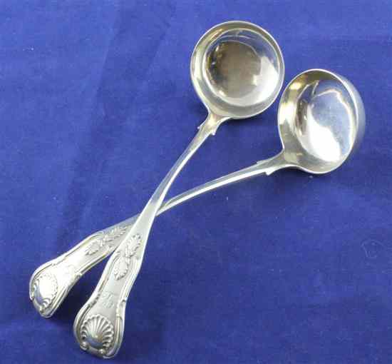 Appraisal: A pair of Victorian silver Kings pattern toddy ladles William