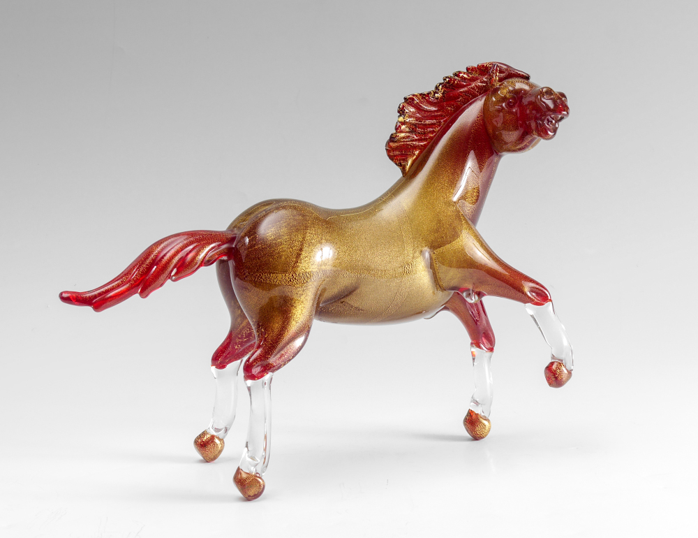 Appraisal: FERRO LAZZARINI MURANO GLASS HORSE SCULPTURE Red body head and