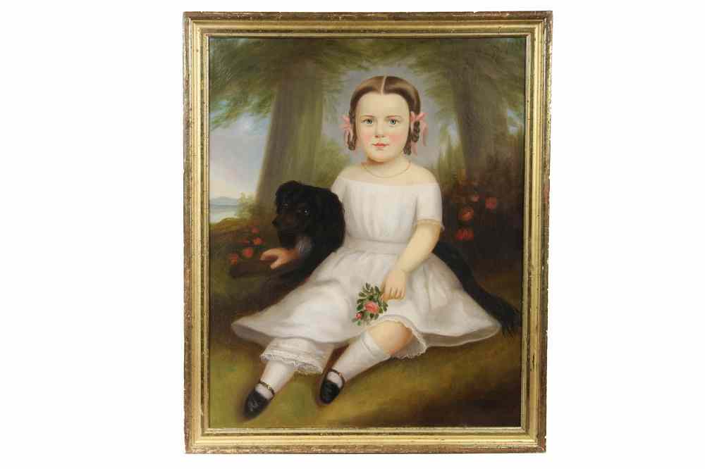 Appraisal: OOC - Portrait of a Young Girl With Her Dog