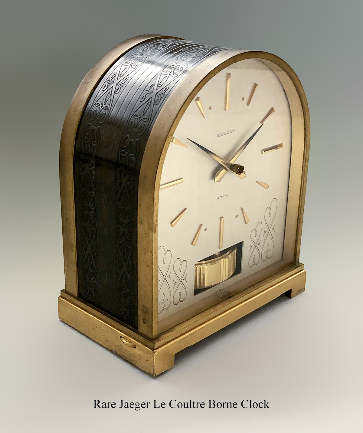 Appraisal: JAEGER LECOULTRE ATMOS ''BORNE'' CLOCK CA Rare gilt brass and