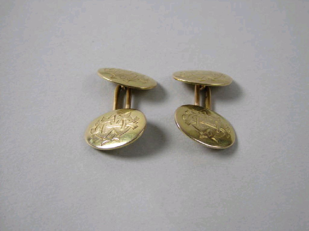 Appraisal: A Pair of oval Cufflinks engraved monogram