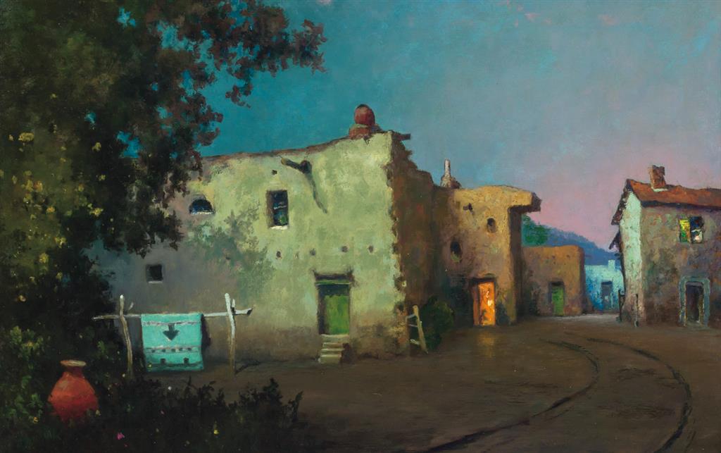 Appraisal: WILL SPARKS American - Adobe Village Moonlight oil on canvas