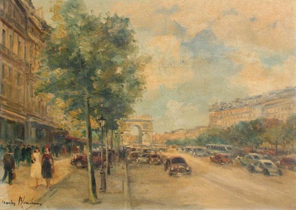 Appraisal: BLONDIN Charles American th C ''Champs Elysee'' Parisian streetside OIL