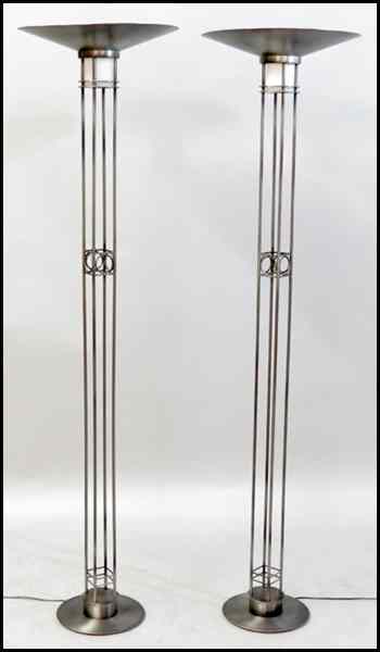 Appraisal: PAIR OF ROBERT SONNEMAN FOR GEORGE KOVACS BRUSHED STEEL FLOOR