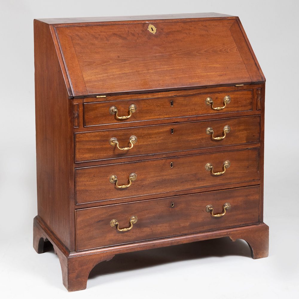 Appraisal: George III Mahogany Slant-Front Desk The slant-front opening to a