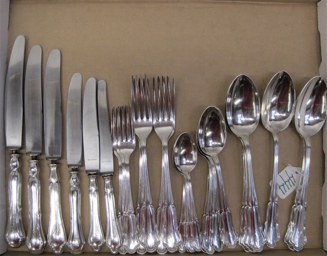 Appraisal: TWENTY-EIGHT PIECE GERMAN SILVER FLATWARE SET silver marked by the