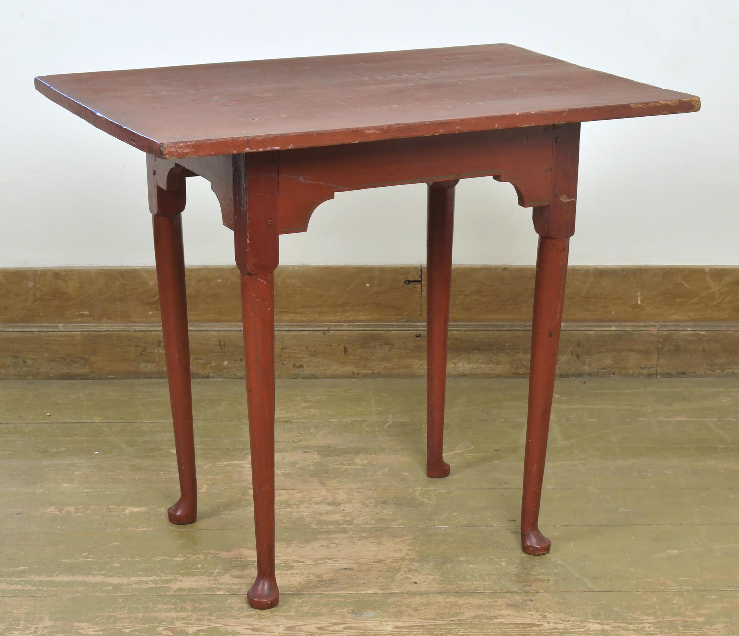 Appraisal: TH C QUEEN ANNE RED PAINTED TAVERN TABLE A single