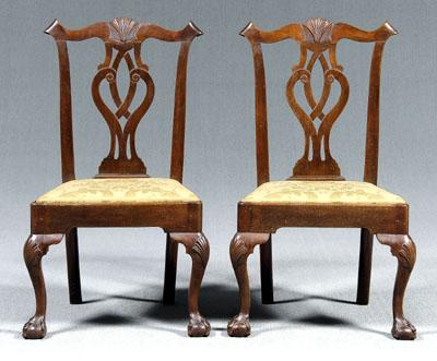 Appraisal: Pair Pennsylvania Chippendale chairs each with shell carved crest and