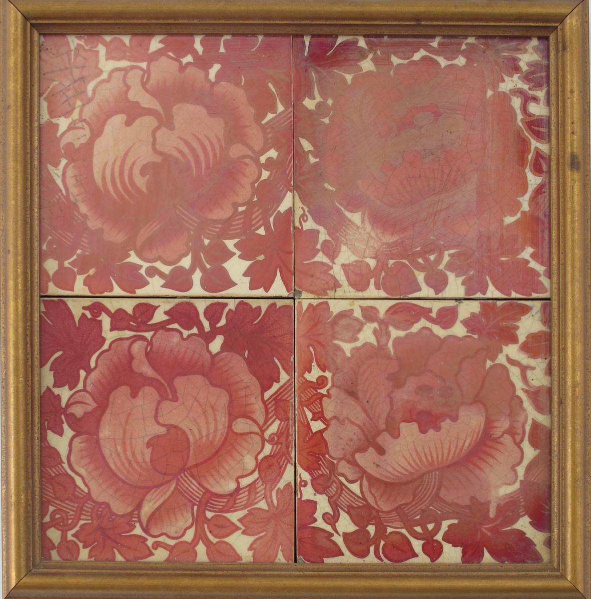 Appraisal: Five Edwards ruby lustre tiles