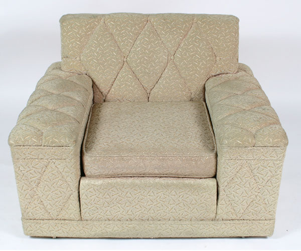 Appraisal: Art Deco club chair with frise upholstery and button and