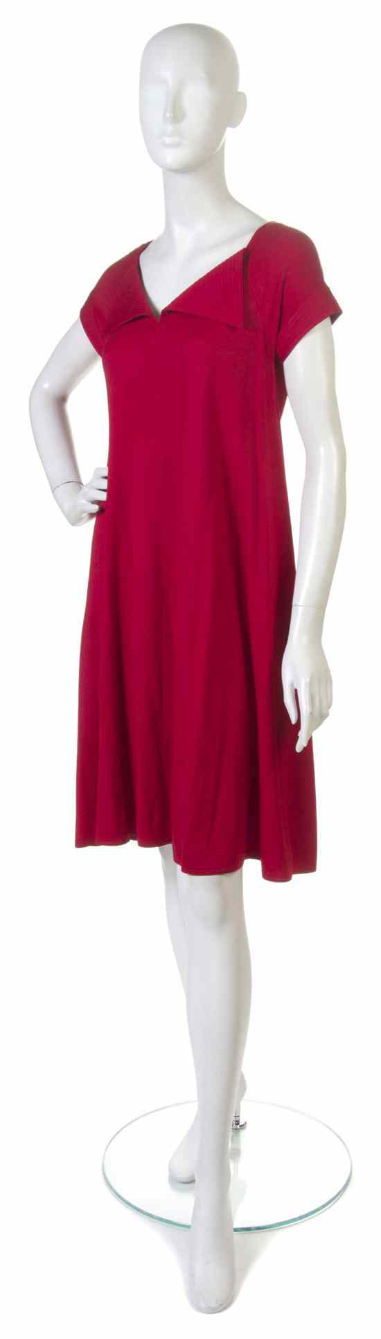 Appraisal: A Geoffrey Beene Red Jersey Swing Dress Labeled Geoffrey Beene