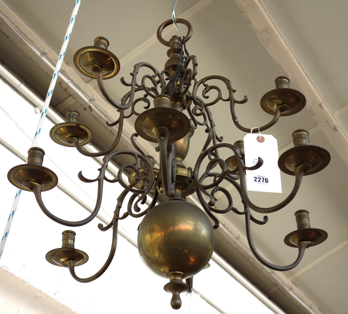 Appraisal: A Dutch brass twelve branch chandelier of th century style