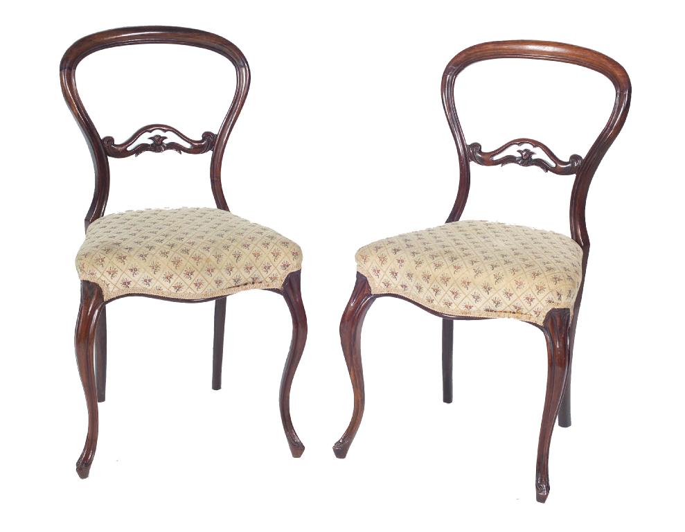 Appraisal: SET OF SIX VICTORIAN ROSEWOOD BALLOON BACK CHAIRS each with