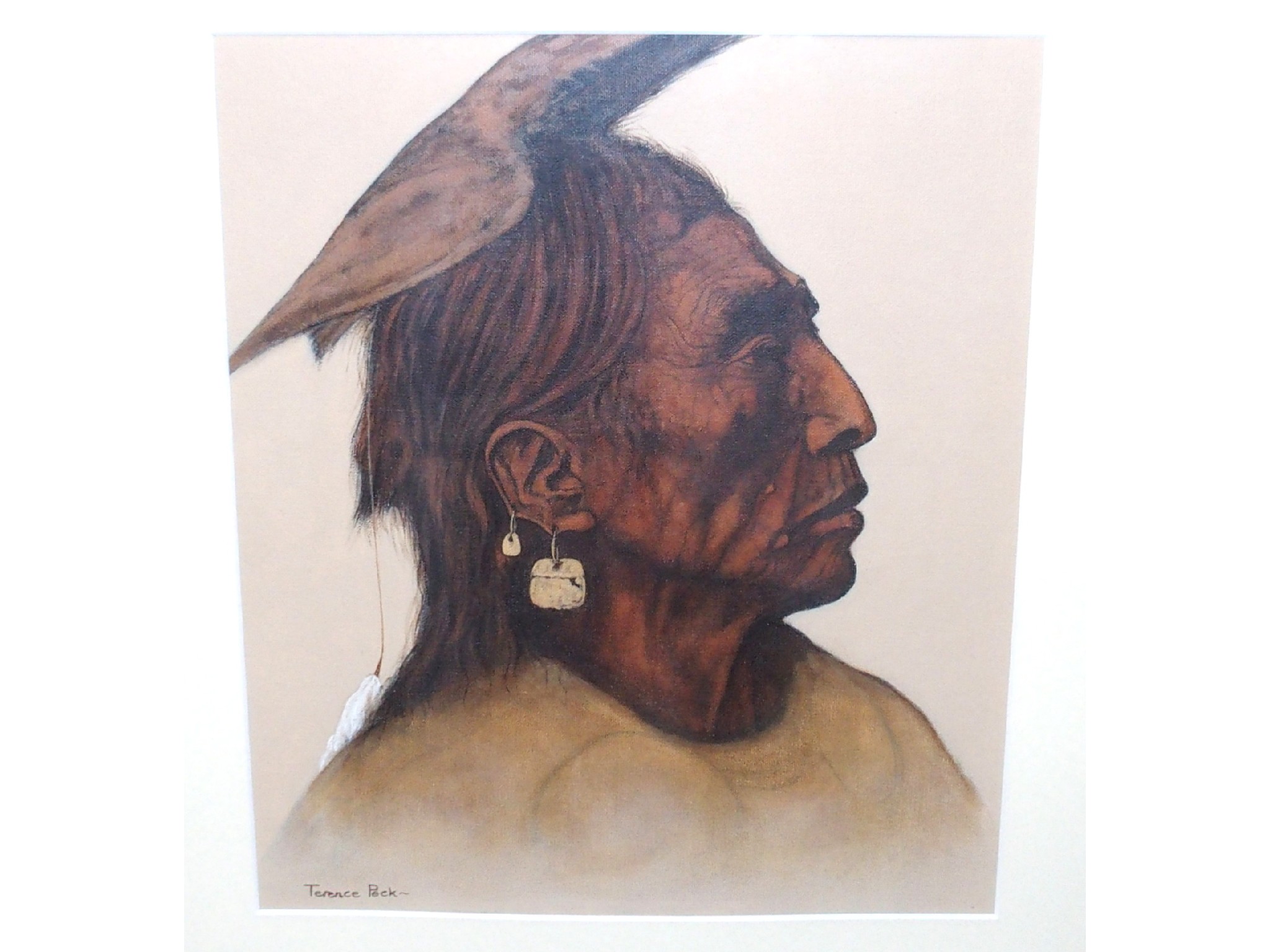 Appraisal: TERENCE PECK Indian Chief signed mixed media