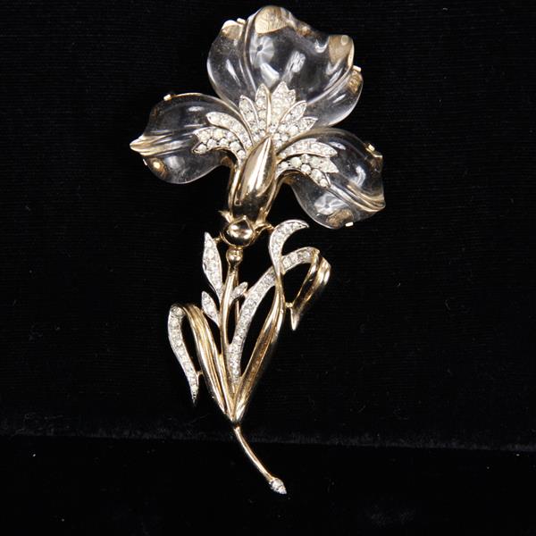 Appraisal: Trifari Alfred Philippe Sterling Vermeil Pave Jelly Belly Carnation Flower